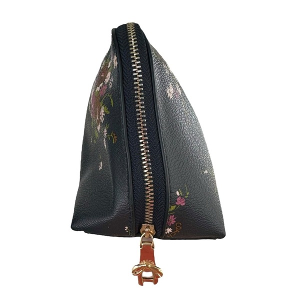 COACH Floral Midnight Multi Leather Large Cosmetic Travel Pouch Bag Case - Picture 6 of 12